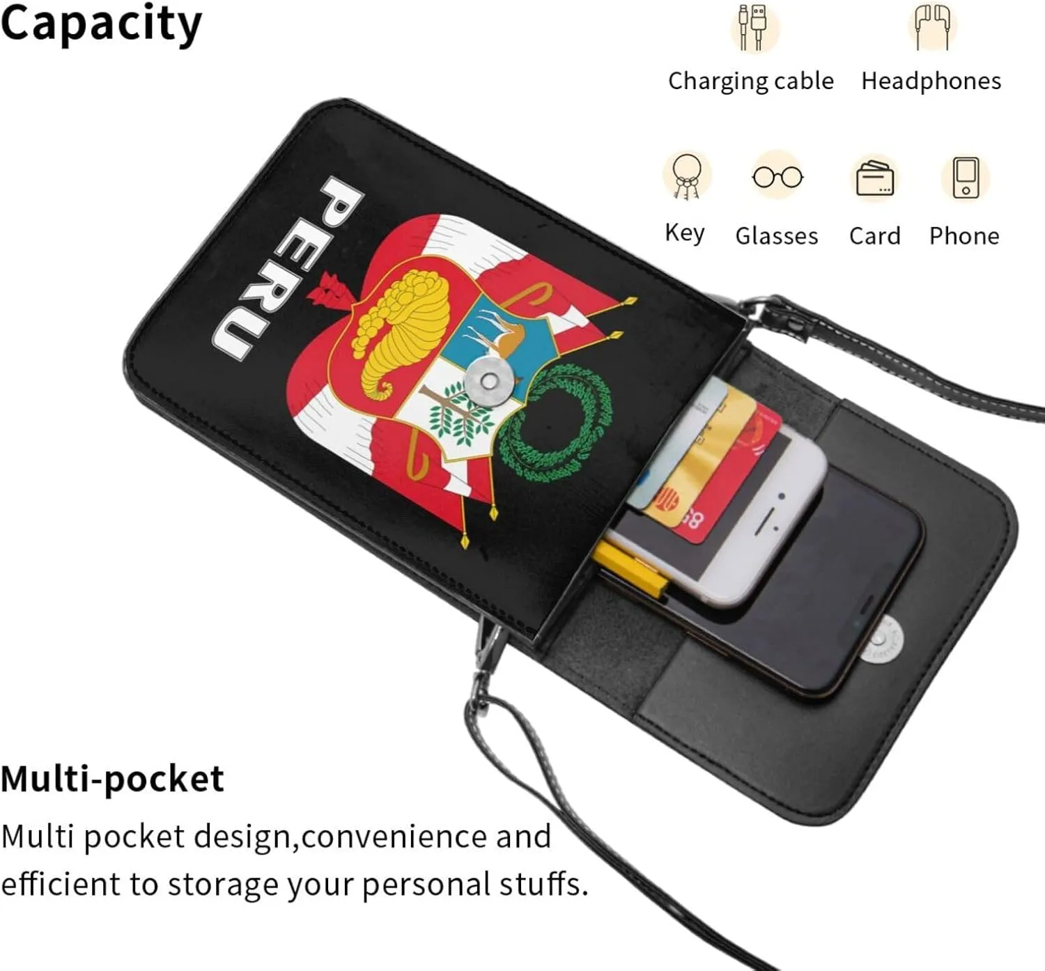 Coat of Arms of Portugal Flag Portuguese Emblem Small Crossbody Purse Cell Phone Bag for Women