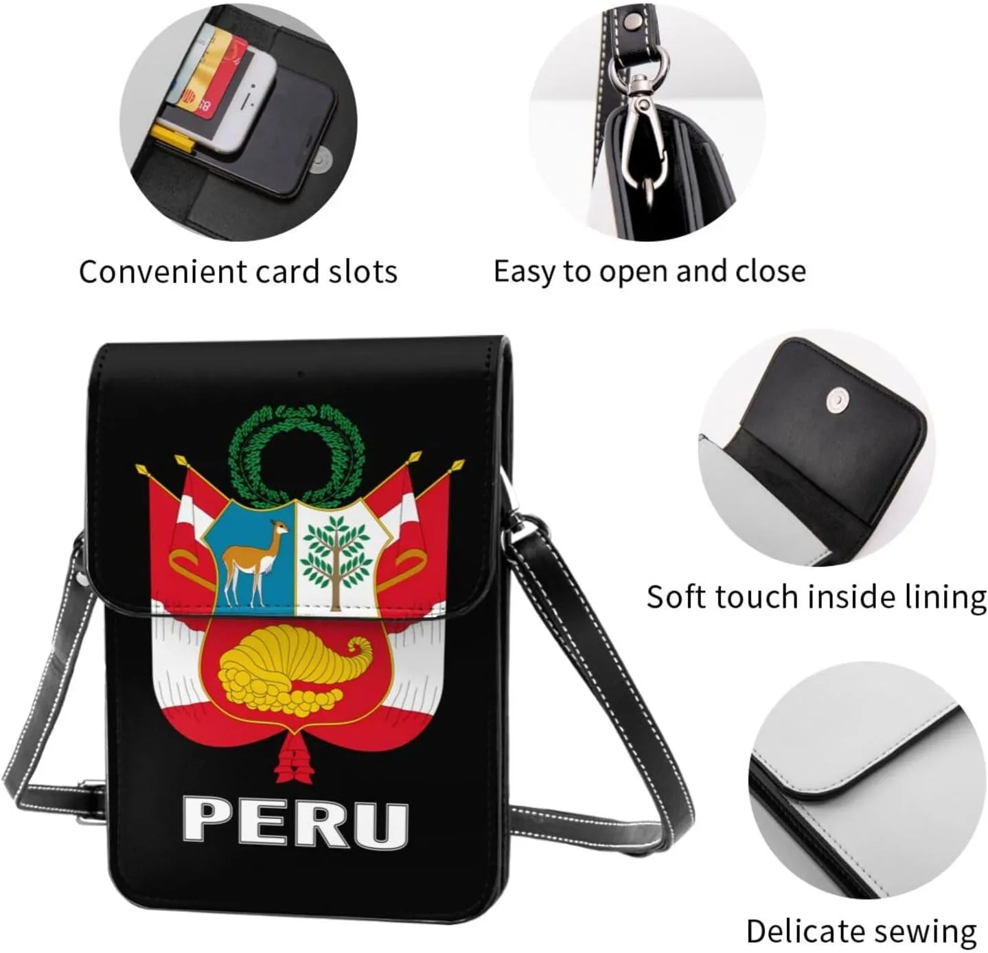 Coat of Arms of Portugal Flag Portuguese Emblem Small Crossbody Purse Cell Phone Bag for Women