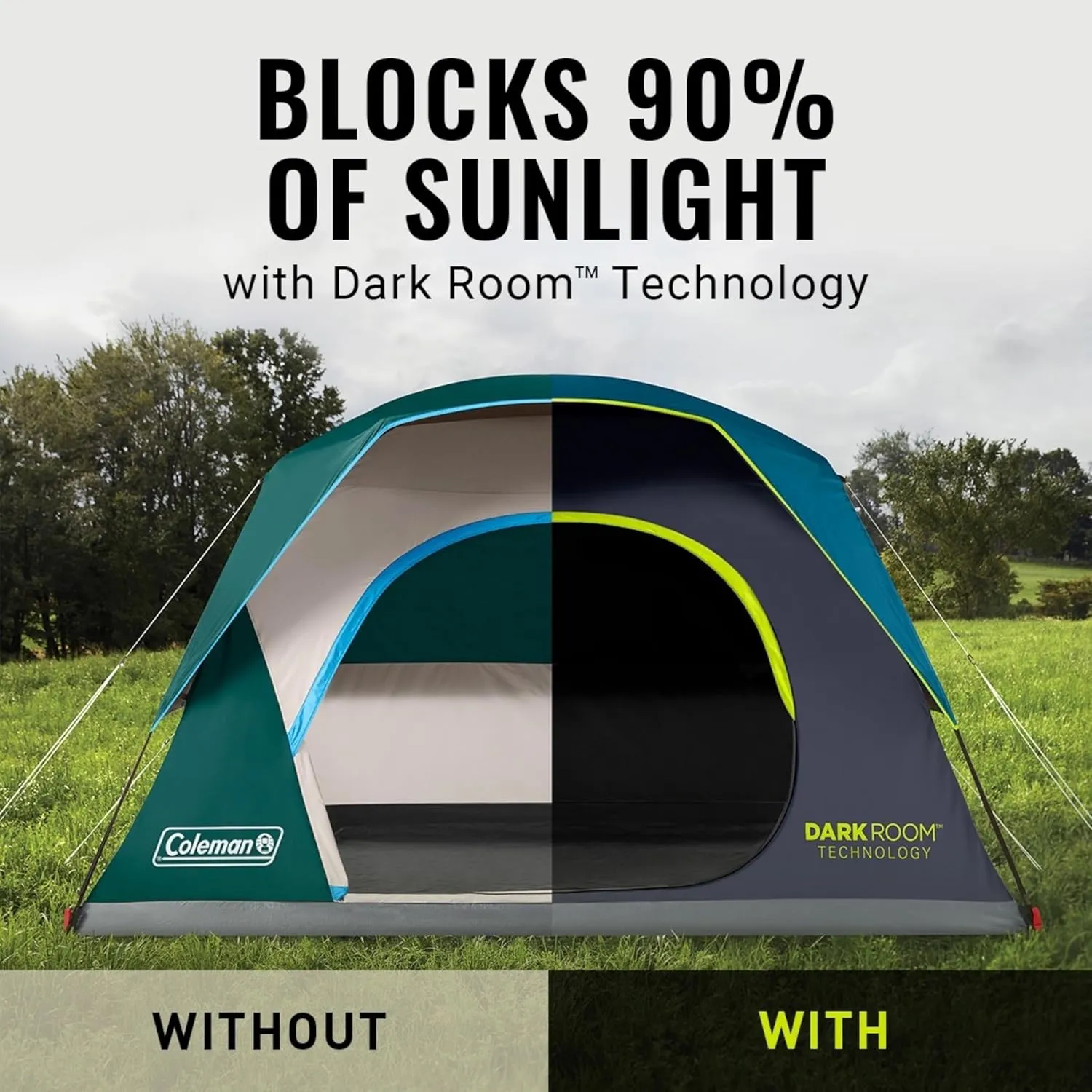 Coleman 4-Person Dark Room Skydome Camping Tent, Blue