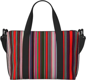 Colored Stripes Vertical Print Portable Travel Duffel Bag,Ideal For Business And Private Travel