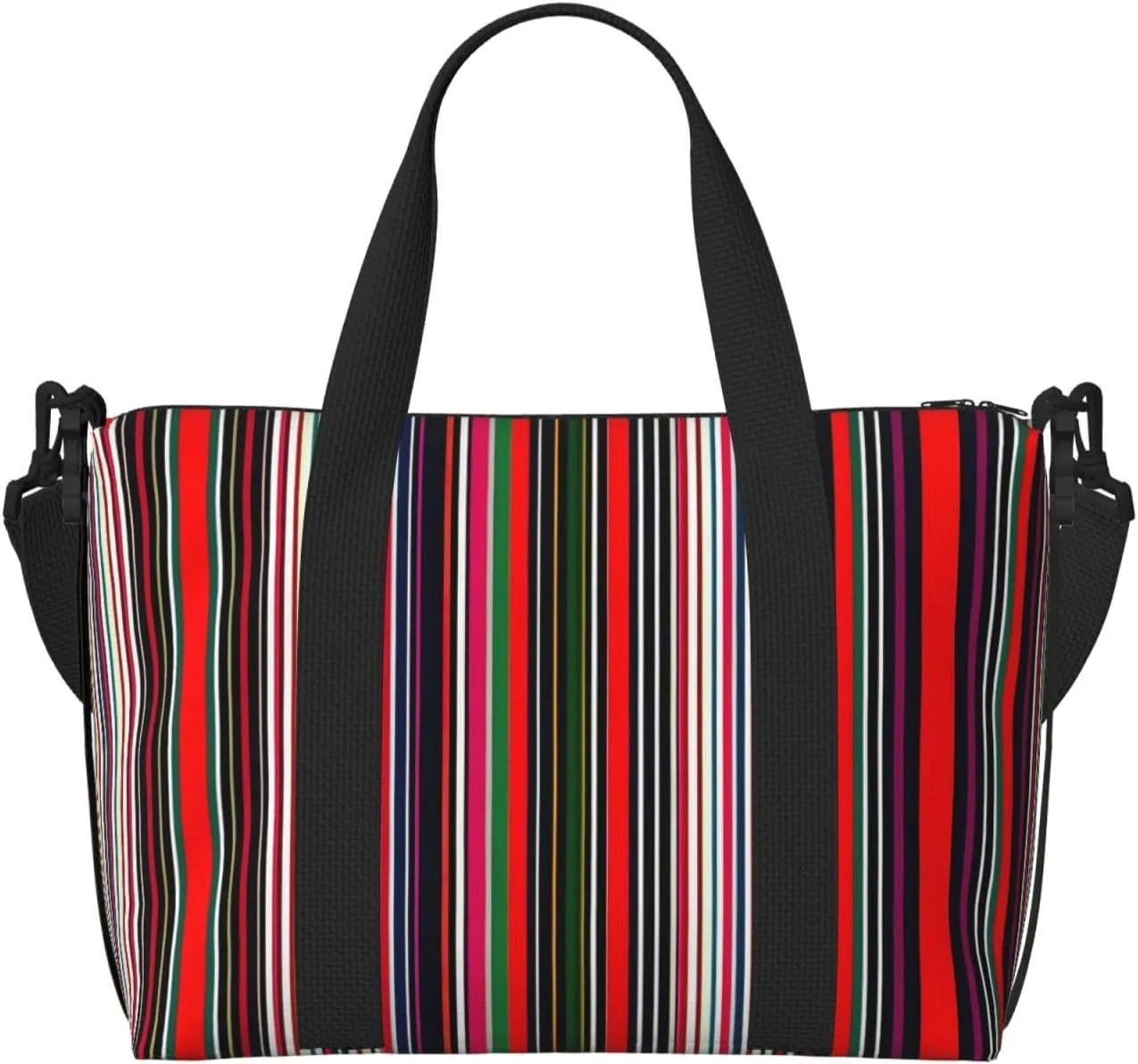 Colored Stripes Vertical Print Portable Travel Duffel Bag,Ideal For Business And Private Travel