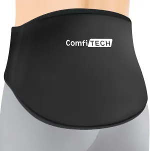 ComfiTECH Lower Back Ice Pack Wrap with Longer Adjustable Strap for Lumbar, Large Reusable Gel Cold Pad, Black