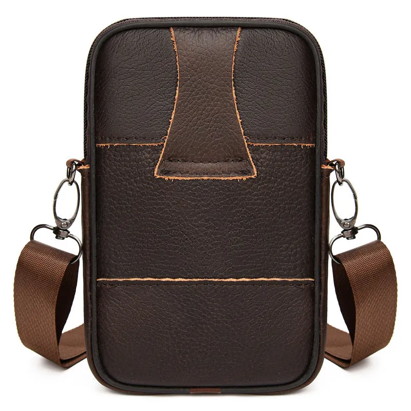 Comfortable Men's Genuine Leather Mobile Stall Phone Bags