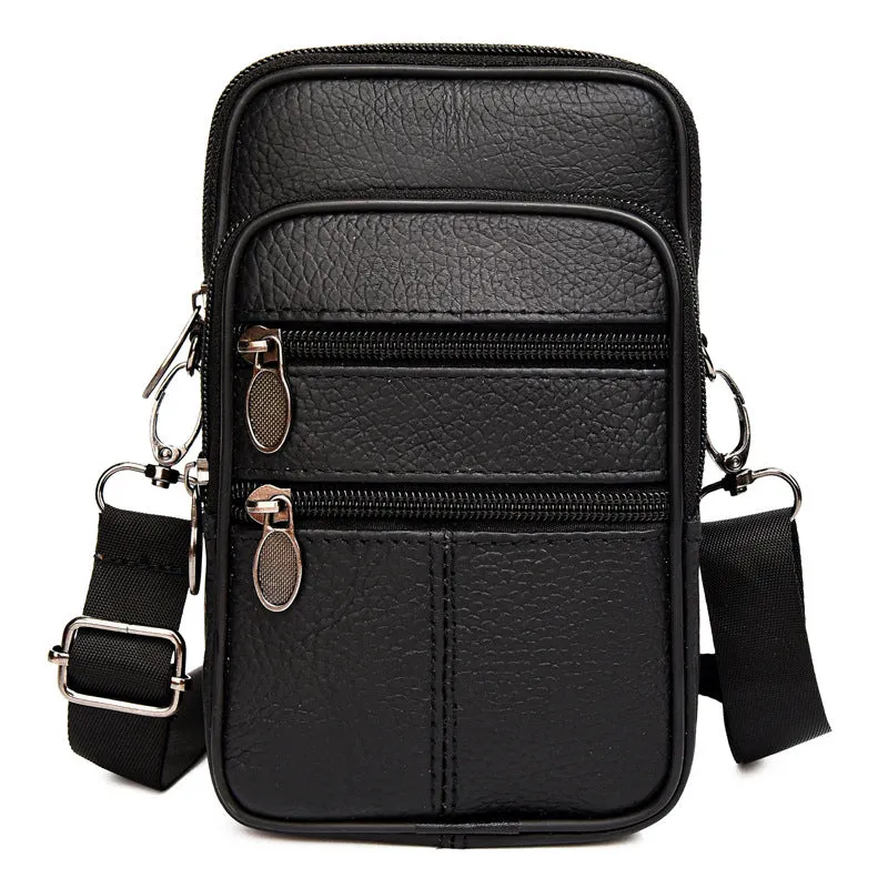 Comfortable Men's Genuine Leather Mobile Stall Phone Bags