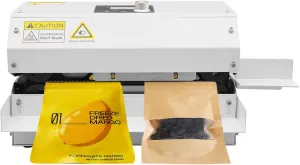 Commercial Grade Heat Sealer Automatic Continuous Heat Bag Sealing Machine, Temp&Speed Adjustable, Heavy Duty Horizontal Bag Sealing Machine, for Kinds of Plastic Packing Bags Desktop, White
