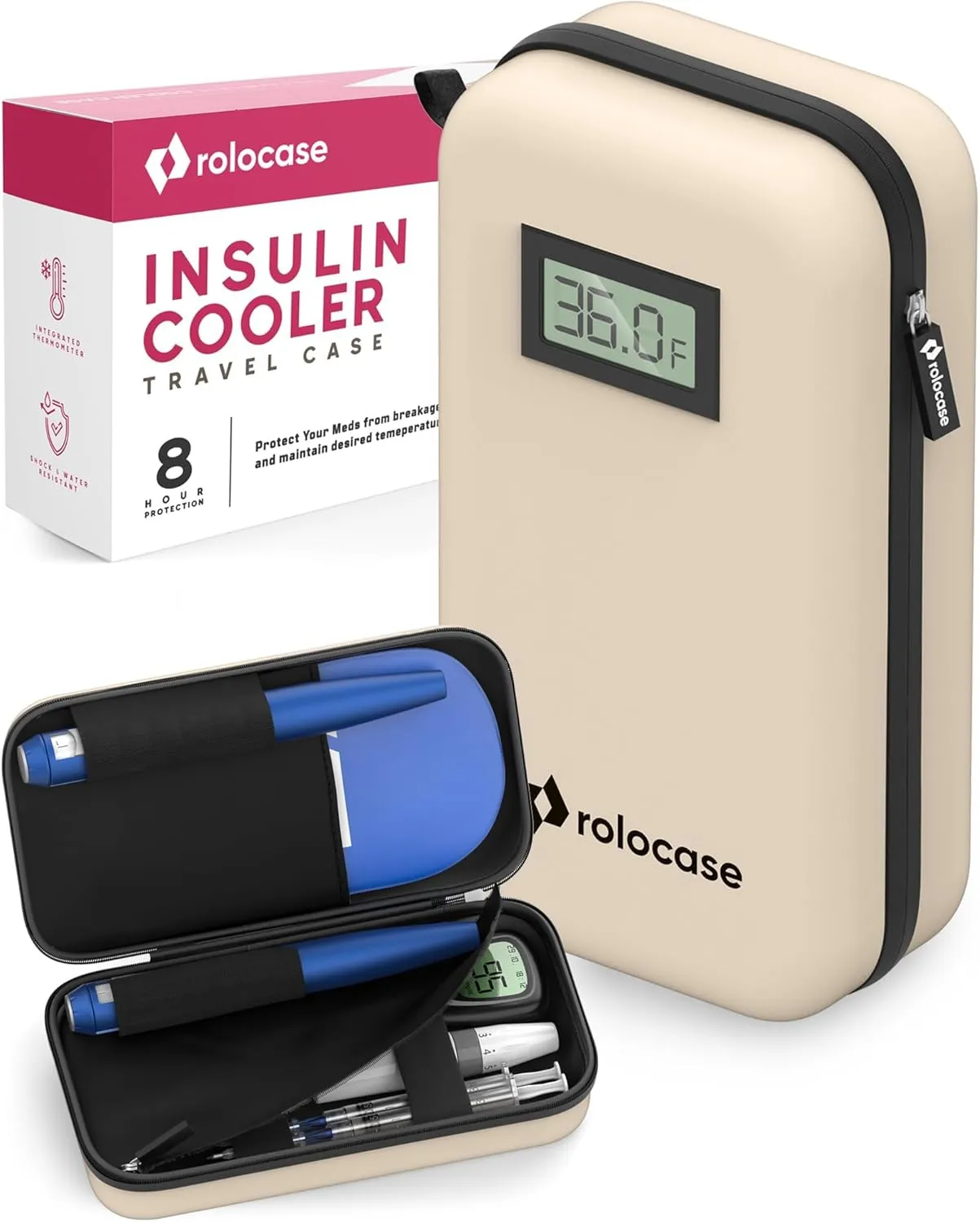 Compact Diabetic Insulin Cooler Travel Case TSA Approved - Insulin Travel Case with a Digital Thermometer to Keep Medicine Cool While Traveling & Add Peace of Mind On The Go - insulin pen travel case