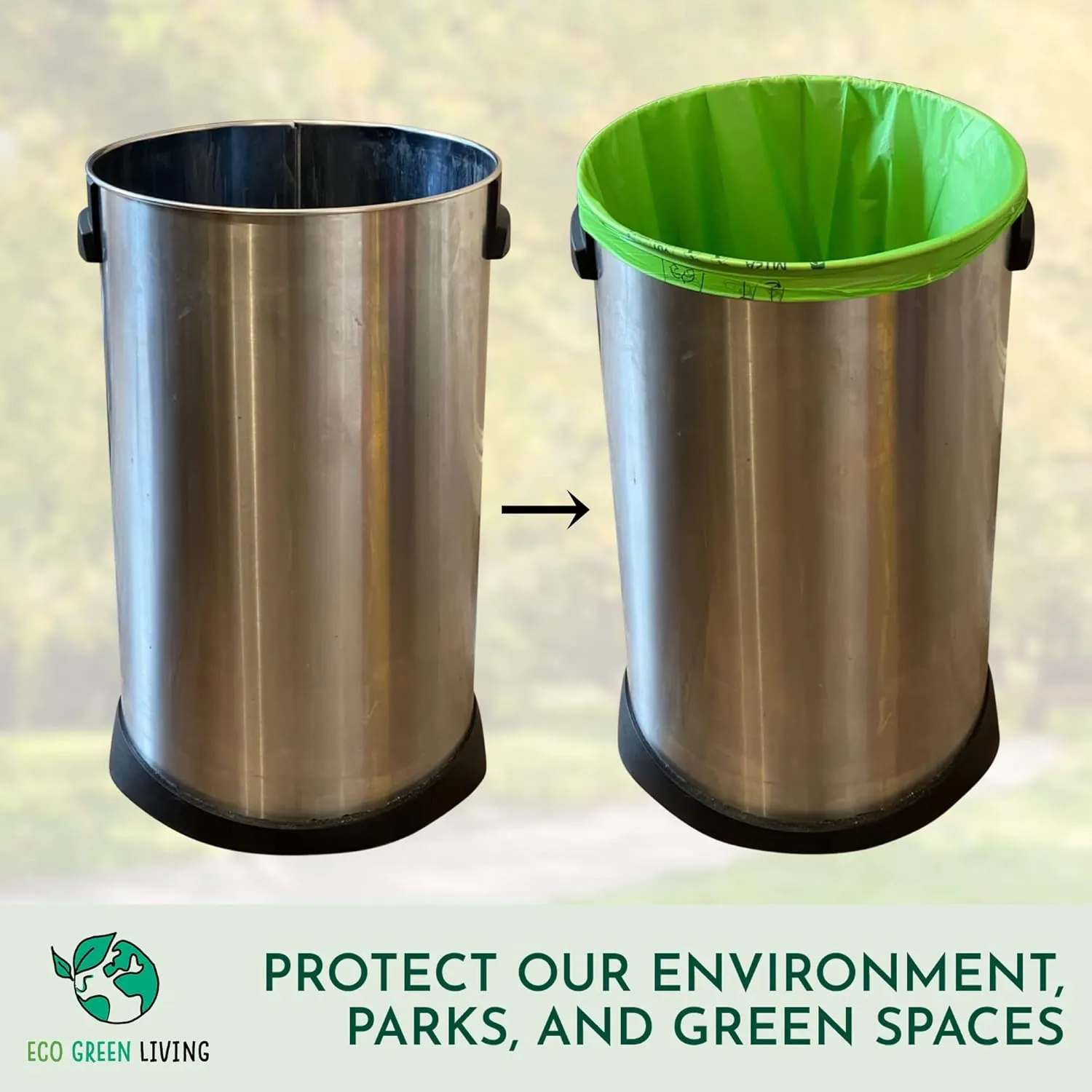 Compostable Bags - 15.9 Gallon (60L) Trash Bags Without the Waste, Certified Compostable & Eco Friendly Bags, No Plastic Bags for Large Kitchen Trash, 4 Rolls of 10 Bags by Eco Green Living