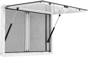 Concession Window 36" W x 24" H, Food Truck Service Window with 2 Horizontal Sliding Screen Windows & Awning Door, Aluminum Alloy Serving Window for Food Trucks
