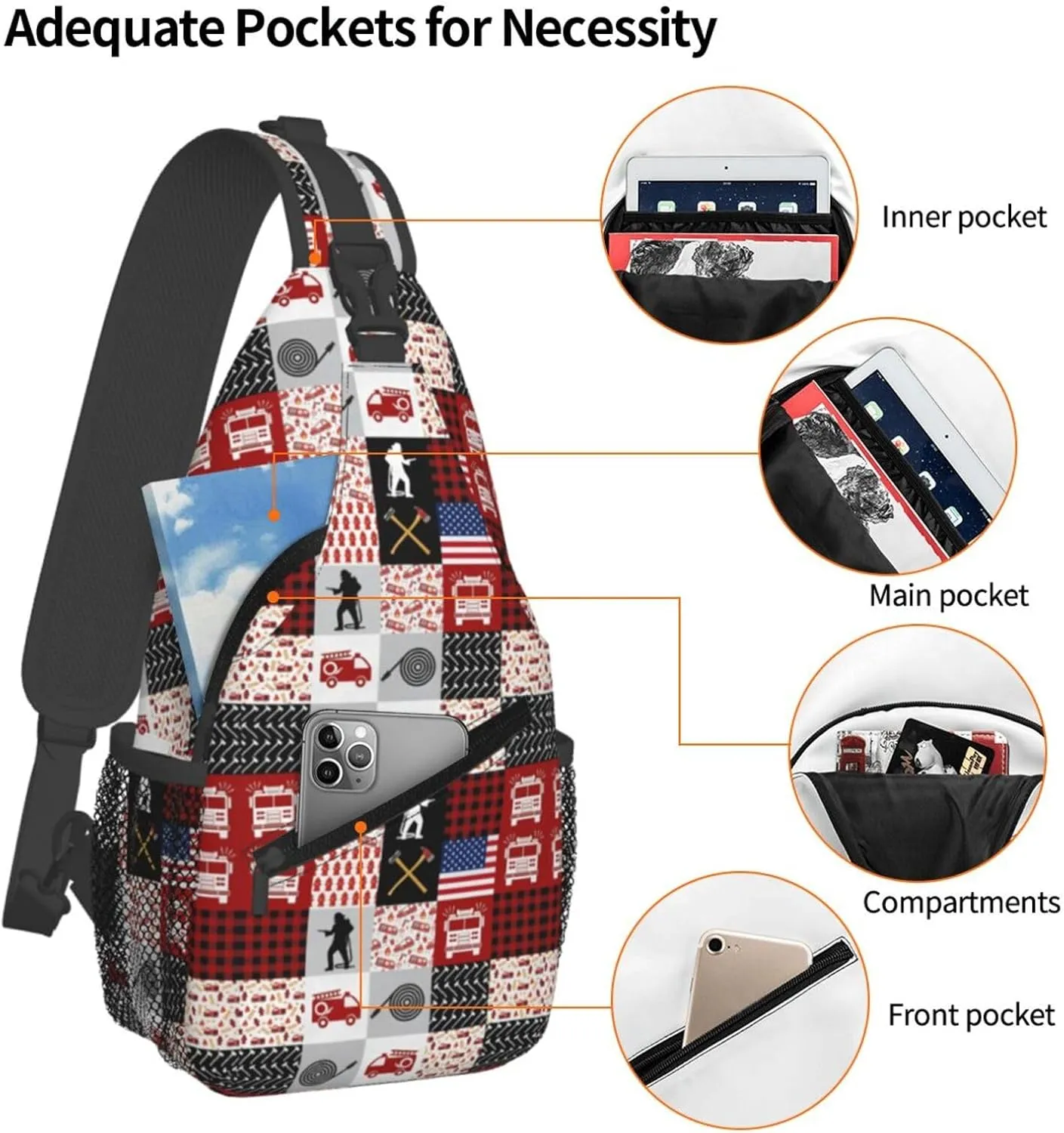 Construction Machinery Truck Crossbody Bag Adjustable Sling Bag Casual Chest Bags Travel Shoulder Backpack