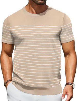 COOFANDY Men's Crewneck Sweater Short Sleeve Knit Pullover Casual Basic Tops Classic Fashion Tees