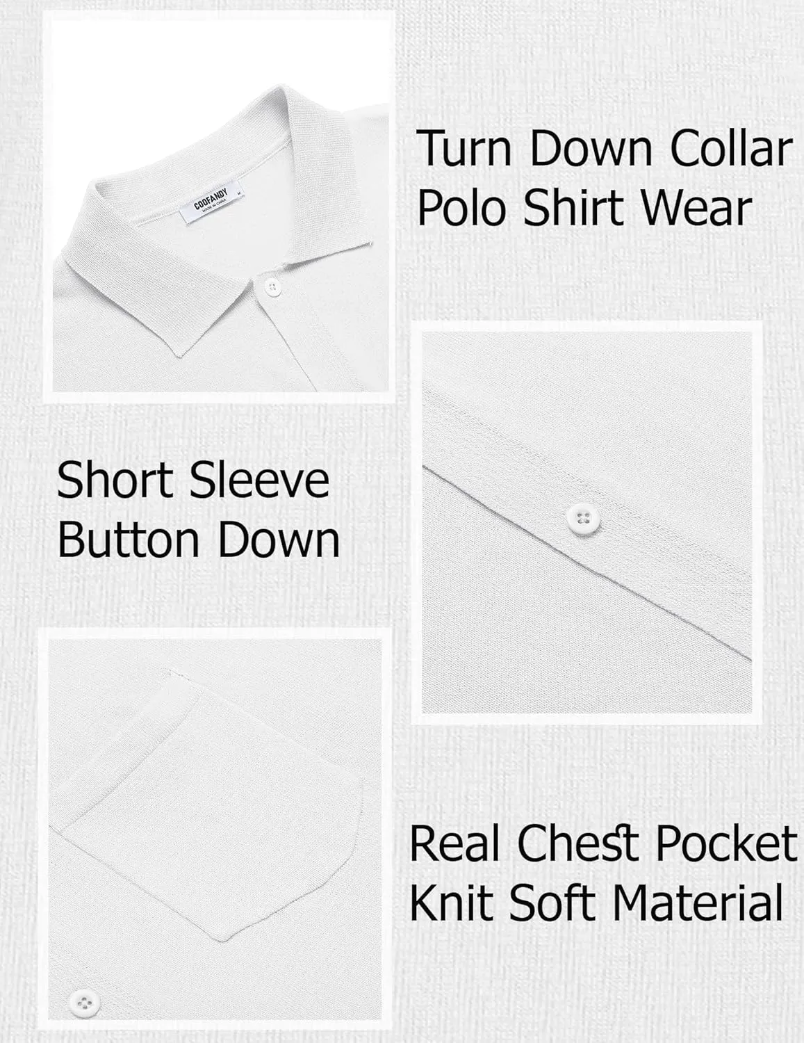 COOFANDY Mens Short Sleeve Knit Shirts Button Down Vintage Polo Casual Beach Shirts