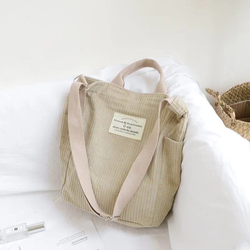 Corduroy Canvas Korean Style Artistic Simple Mori Crossbody Bags