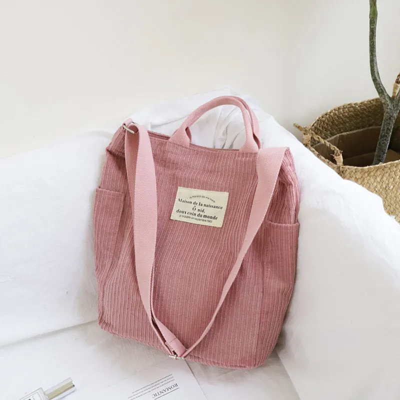 Corduroy Canvas Korean Style Artistic Simple Mori Crossbody Bags