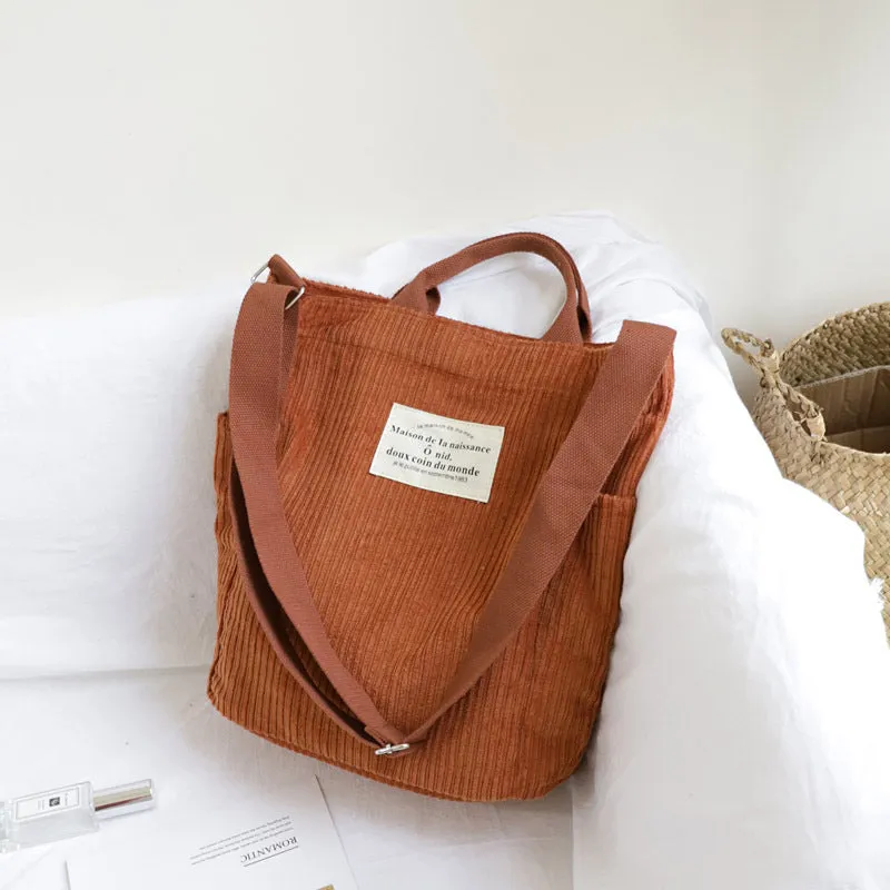 Corduroy Canvas Korean Style Artistic Simple Mori Crossbody Bags
