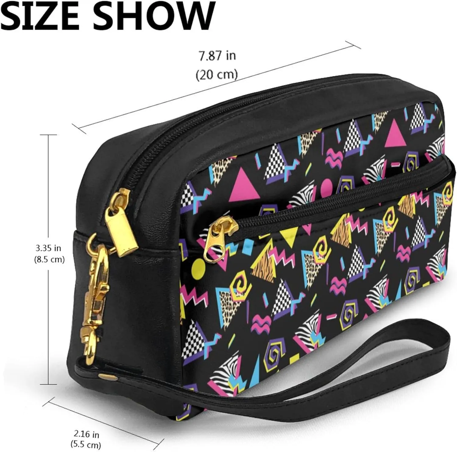 Cosmetic Bag Compatible with Black Retro 80S 90S, Multi-Function Travel Makeup Bag, Small Zipper Pouch Cute Makeup Pouch Travel Toiletry Bag for Women Mothers Day Gifts
