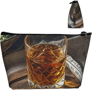 Cosmetic Bag Portable Makeup Bag Cigar & Whiskey Toiletry Bag Large Capacity Zipper Pouch Waterproof Toiletry Pouch Makeup Organizer Case for Women Men
