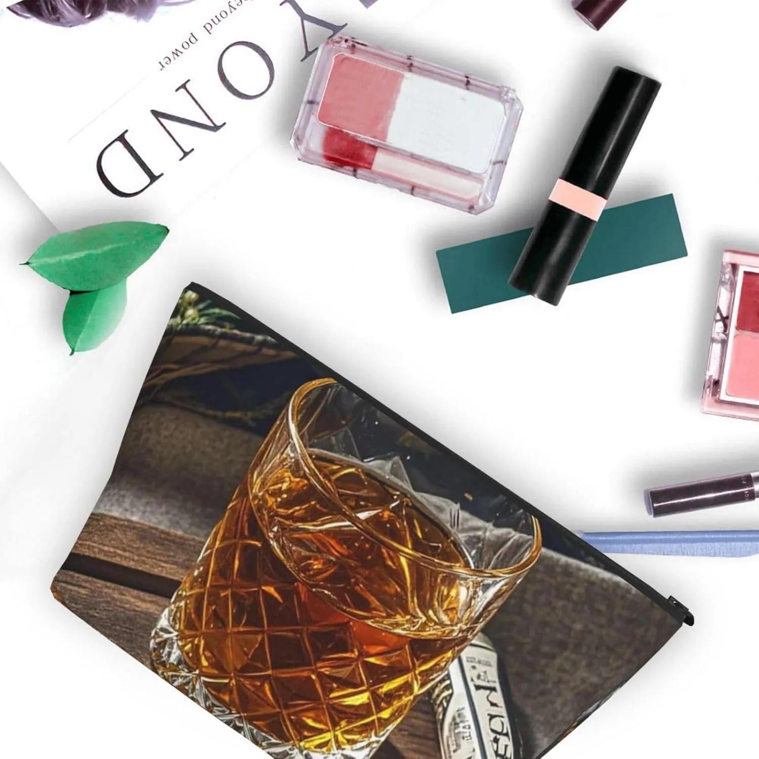 Cosmetic Bag Portable Makeup Bag Cigar & Whiskey Toiletry Bag Large Capacity Zipper Pouch Waterproof Toiletry Pouch Makeup Organizer Case for Women Men