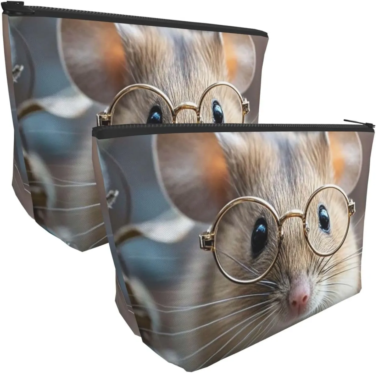 Cosmetic Bag Portable Makeup Bag Guinea Mouse With Glasses Toiletry Bag Large Capacity Zipper Pouch Waterproof Toiletry Pouch Makeup Organizer Case for Women Men