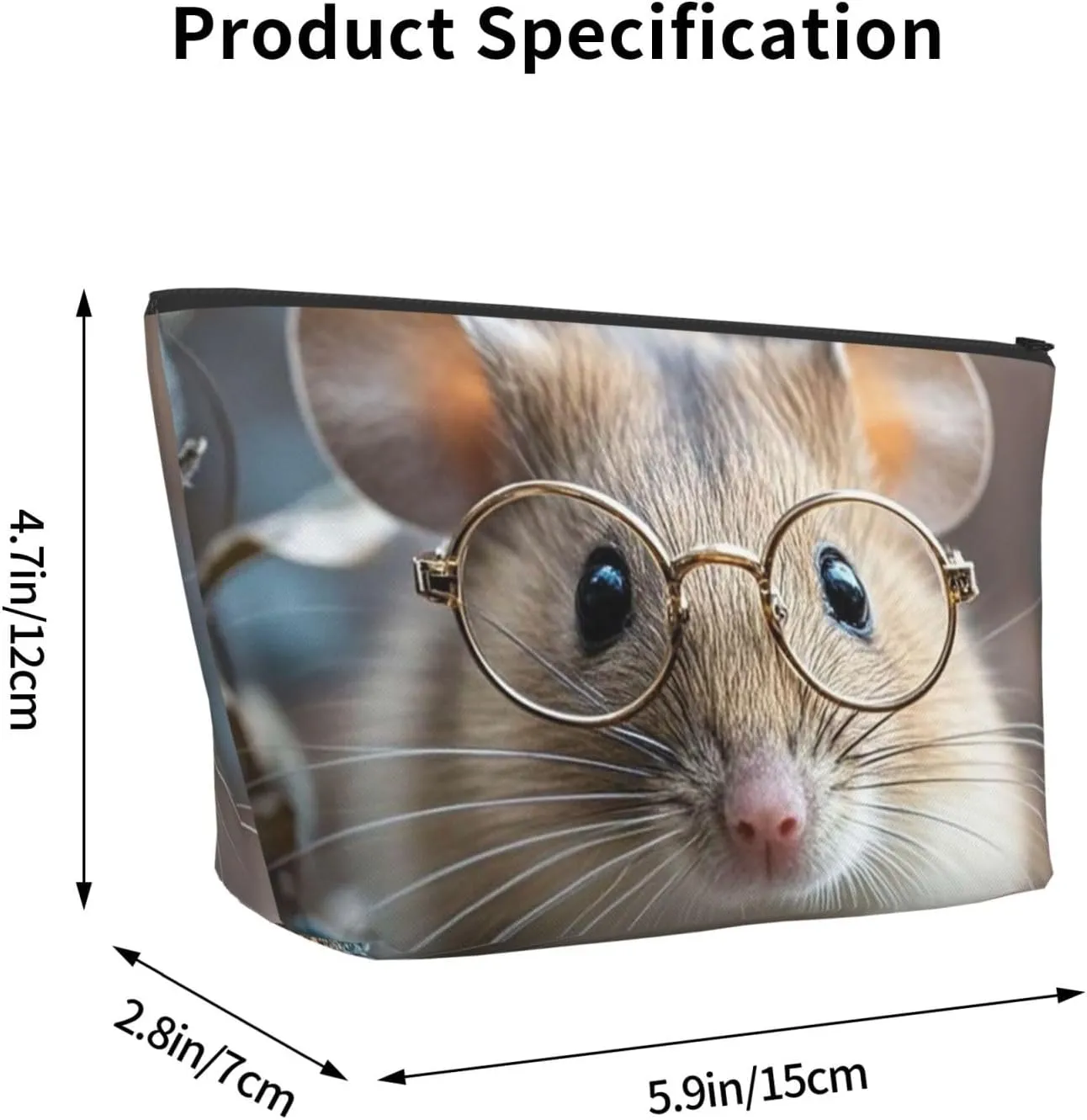 Cosmetic Bag Portable Makeup Bag Guinea Mouse With Glasses Toiletry Bag Large Capacity Zipper Pouch Waterproof Toiletry Pouch Makeup Organizer Case for Women Men