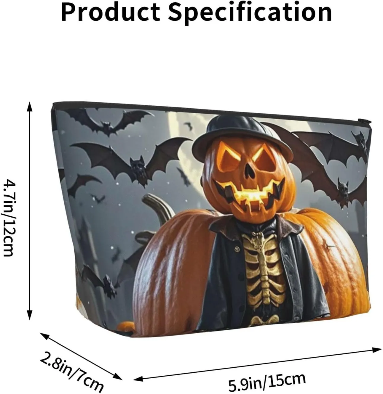Cosmetic Bag Portable Makeup Bag Halloween funny pumpkin head puppet Toiletry Bag Large Capacity Zipper Pouch Waterproof Toiletry Pouch Makeup Organizer Case for Women Men
