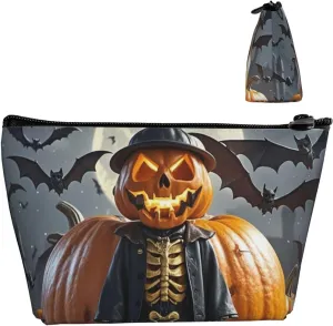 Cosmetic Bag Portable Makeup Bag Halloween funny pumpkin head puppet Toiletry Bag Large Capacity Zipper Pouch Waterproof Toiletry Pouch Makeup Organizer Case for Women Men