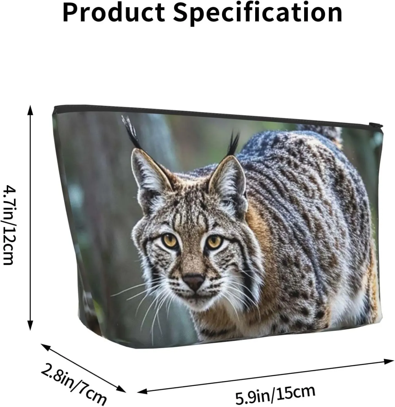 Cosmetic Bag Portable Makeup Bag Wild bobcat Toiletry Bag Large Capacity Zipper Pouch Waterproof Toiletry Pouch Makeup Organizer Case for Women Men
