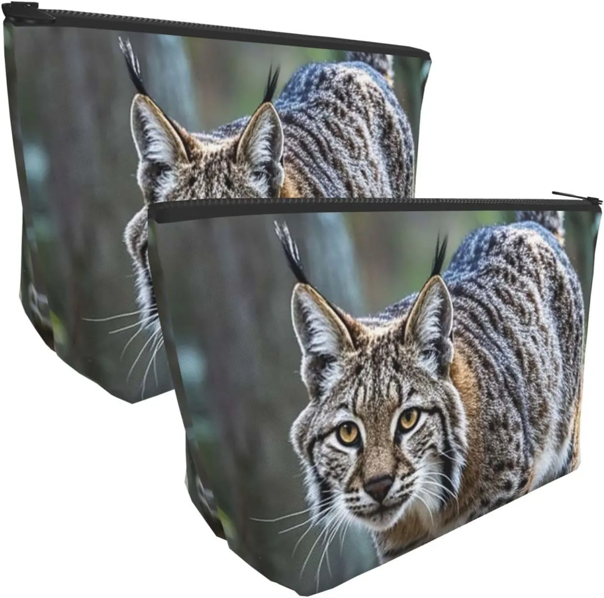 Cosmetic Bag Portable Makeup Bag Wild bobcat Toiletry Bag Large Capacity Zipper Pouch Waterproof Toiletry Pouch Makeup Organizer Case for Women Men