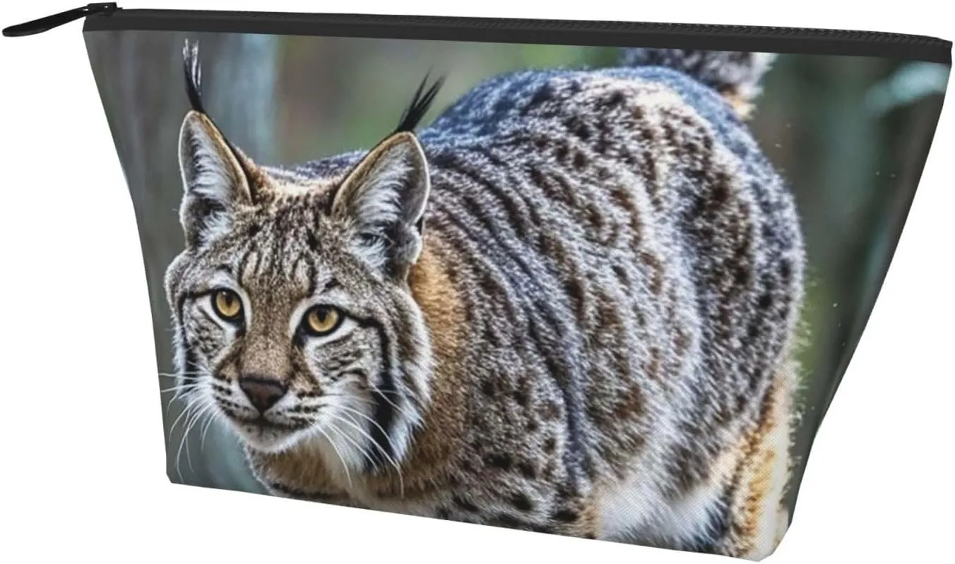 Cosmetic Bag Portable Makeup Bag Wild bobcat Toiletry Bag Large Capacity Zipper Pouch Waterproof Toiletry Pouch Makeup Organizer Case for Women Men