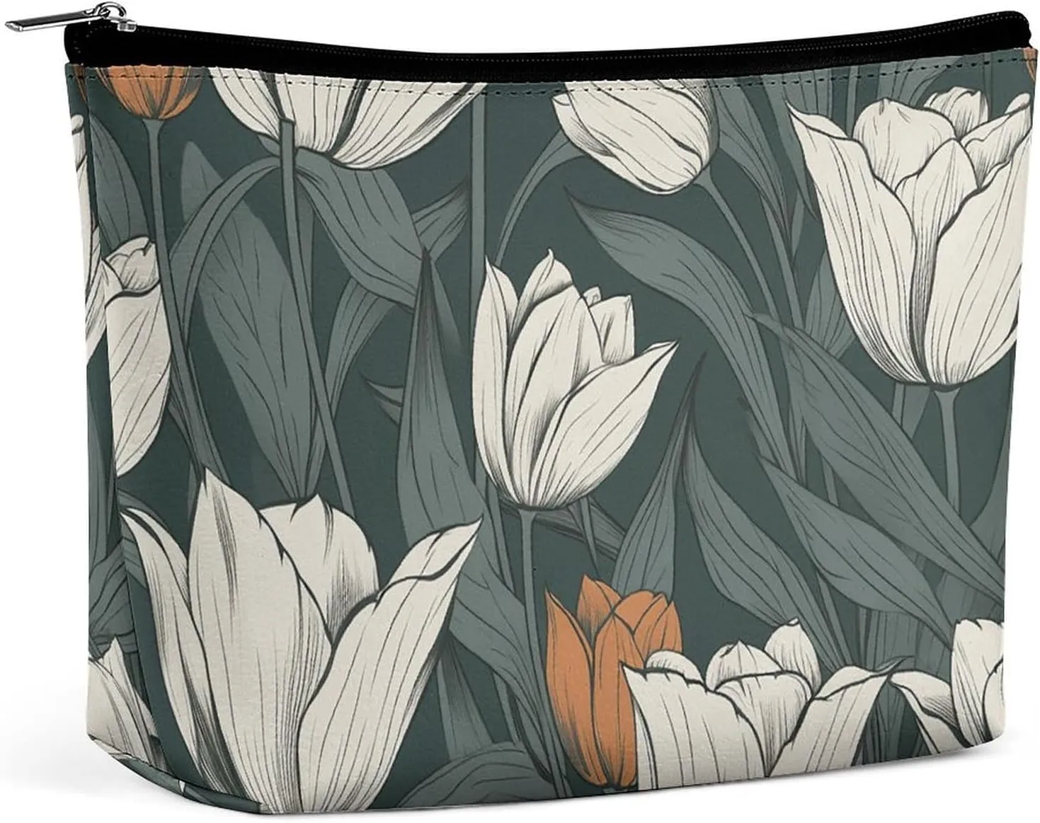 Cosmetic Bag Travel Makeup Bag Waterproof Toiletry Bag Hand Drawn Flower Pattern Makeup Organizer Case Portable Toiletry Pouch Large Capacity Zipper Pouch for Women Men