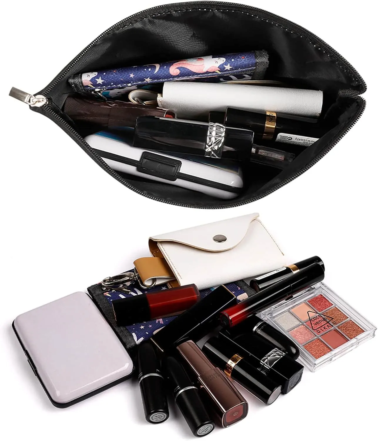 Cosmetic Bag Travel Makeup Bag Waterproof Toiletry Bag Hand Drawn Flower Pattern Makeup Organizer Case Portable Toiletry Pouch Large Capacity Zipper Pouch for Women Men