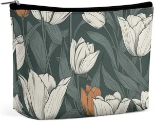 Cosmetic Bag Travel Makeup Bag Waterproof Toiletry Bag Hand Drawn Flower Pattern Makeup Organizer Case Portable Toiletry Pouch Large Capacity Zipper Pouch for Women Men