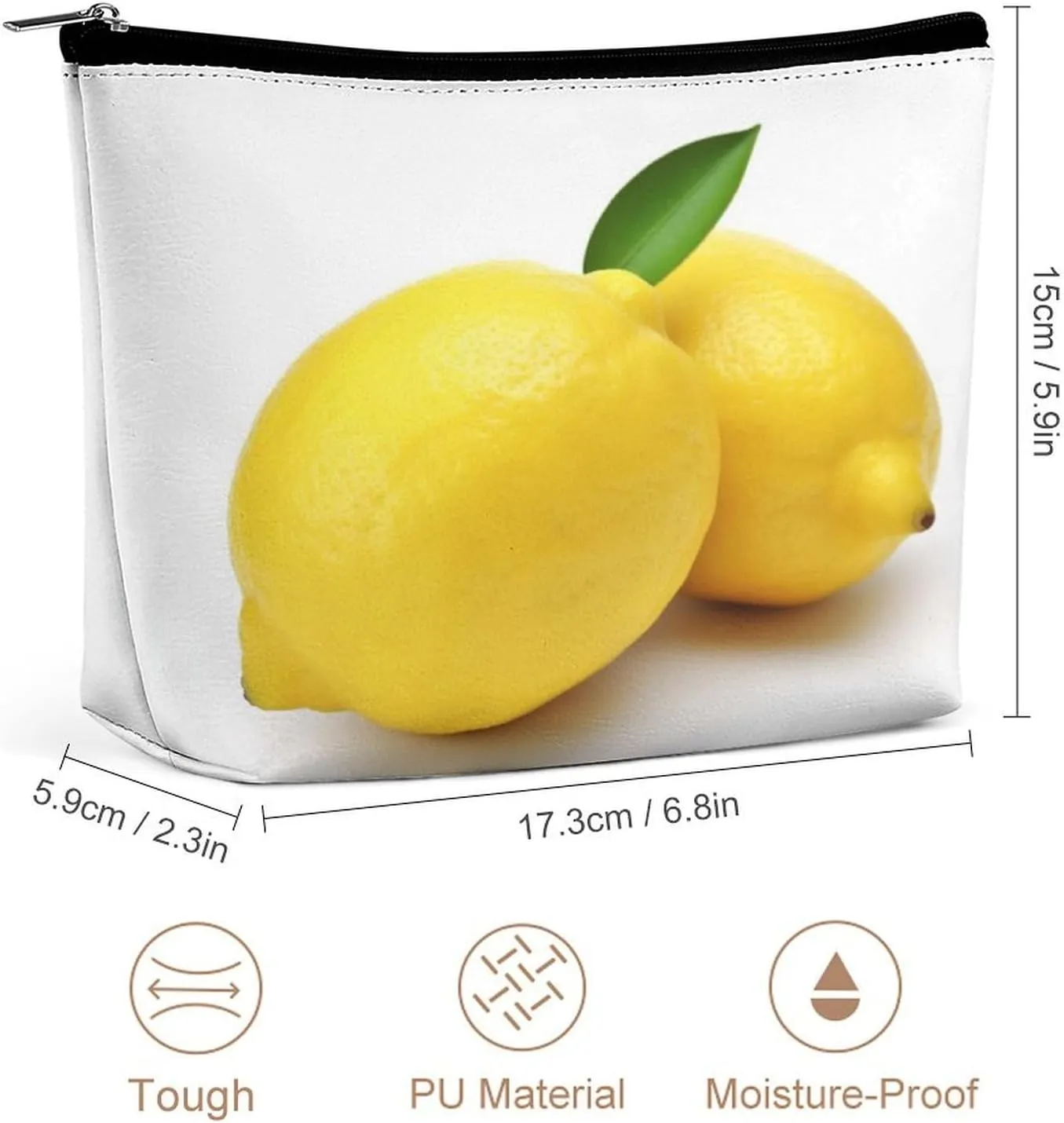 Cosmetic Bag Travel Makeup Bag Waterproof Toiletry Bag Lemon Makeup Organizer Case Portable Toiletry Pouch Large Capacity Zipper Pouch for Women Men