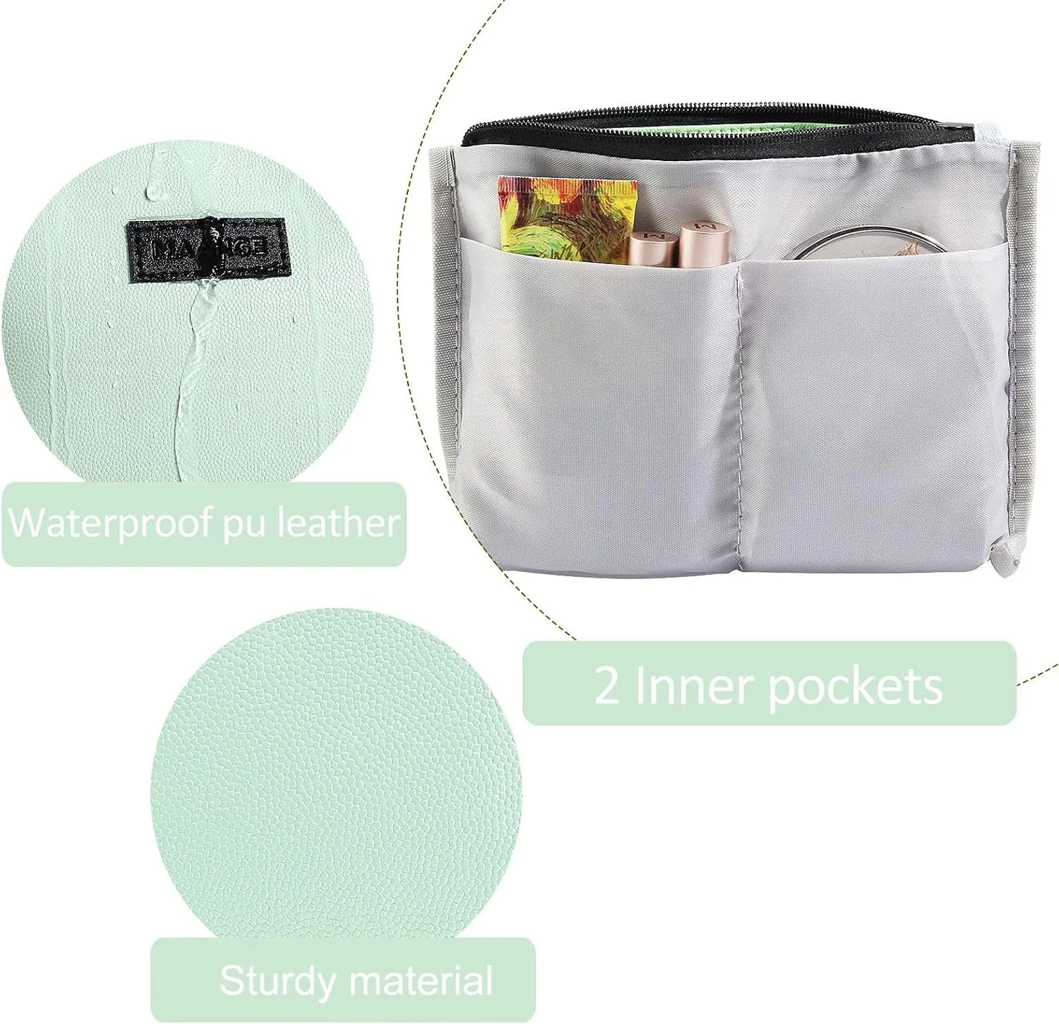 Cosmetic Bags for Women Small Makeup Bag for Purse Pu Leather Makeup Pouch Travel Makeup Bag with Zipper Make Up Bag for Travelling