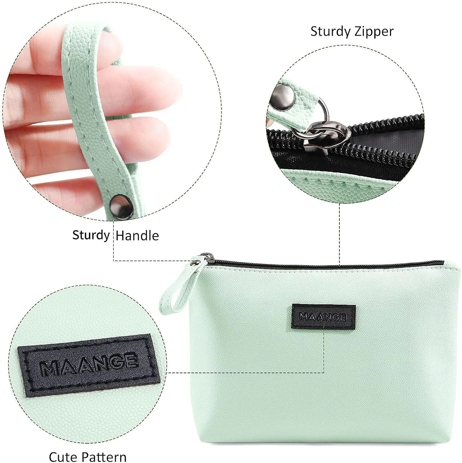 Cosmetic Bags for Women Small Makeup Bag for Purse Pu Leather Makeup Pouch Travel Makeup Bag with Zipper Make Up Bag for Travelling