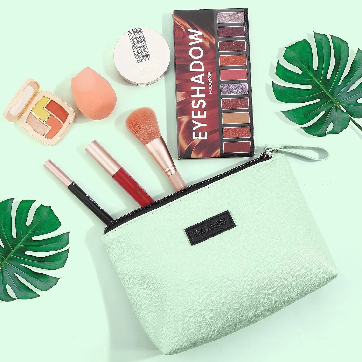 Cosmetic Bags for Women Small Makeup Bag for Purse Pu Leather Makeup Pouch Travel Makeup Bag with Zipper Make Up Bag for Travelling