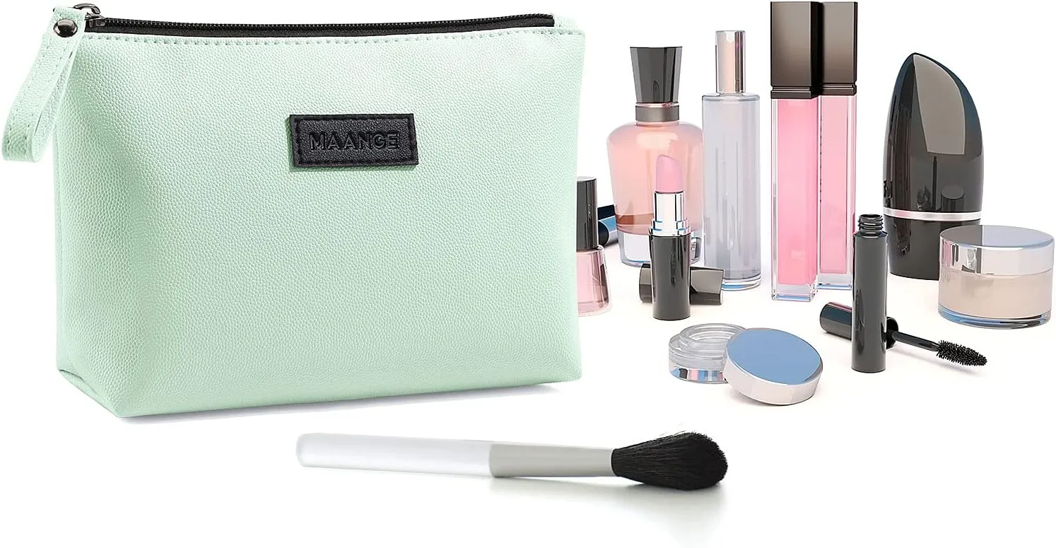 Cosmetic Bags for Women Small Makeup Bag for Purse Pu Leather Makeup Pouch Travel Makeup Bag with Zipper Make Up Bag for Travelling