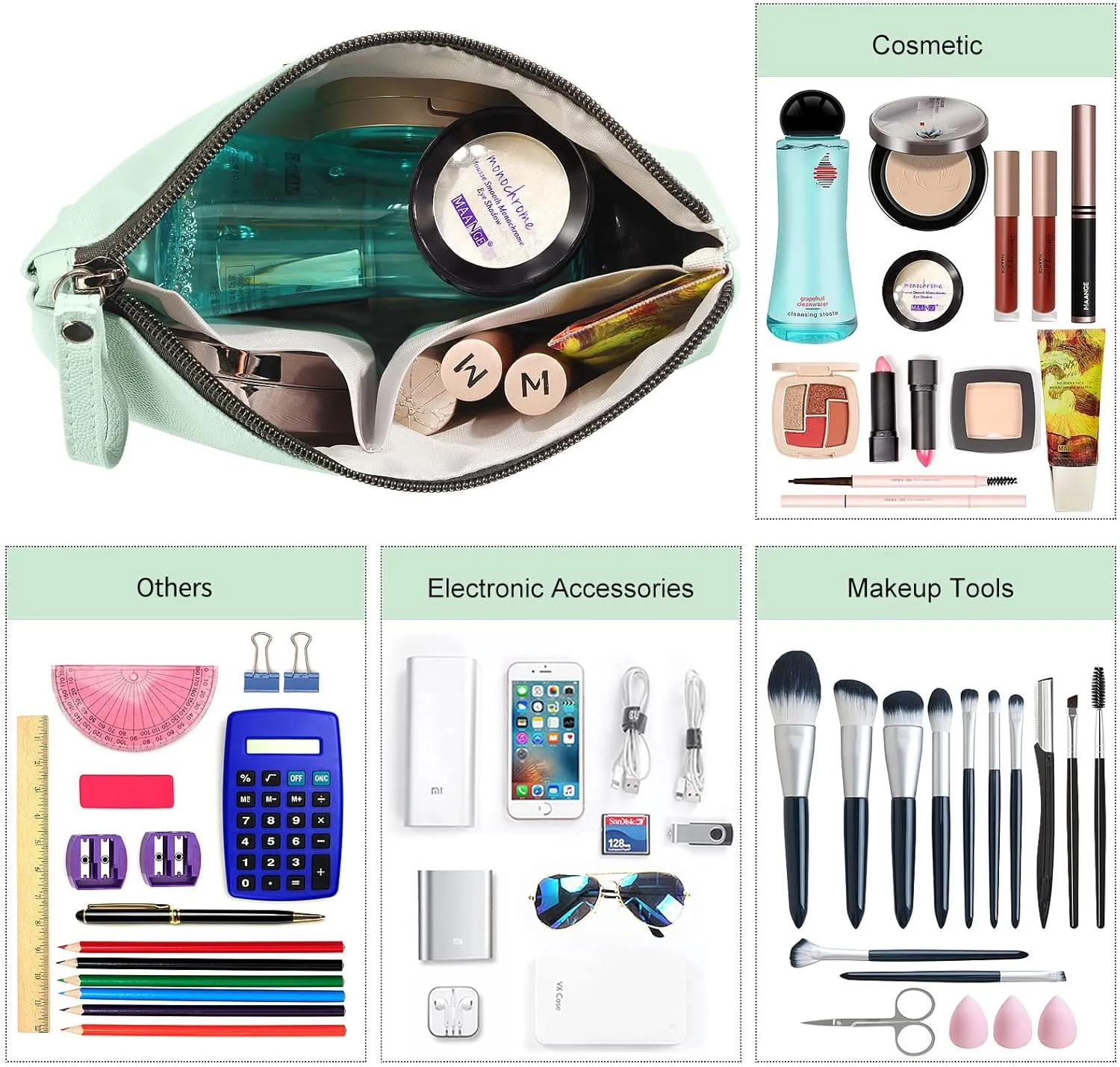 Cosmetic Bags for Women Small Makeup Bag for Purse Pu Leather Makeup Pouch Travel Makeup Bag with Zipper Make Up Bag for Travelling