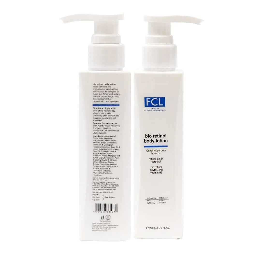 Cosmetic Laboratories Bio Retinol Body Lotion, For Skin- Ageing, Keratosis Pilaris, Smoothen Rough, Bumpy & Tanned Skin, Maintains Oil Balance, Non-comedogenic Formulation 200ml