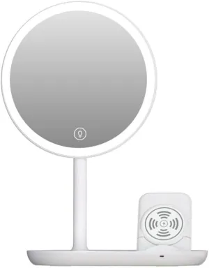 Cosmetic Mirror Desktop Led Makeup Mirror with Light, Smart Dimming, Make-up Beauty Mirror, Wireless Charging Desktop Vanity Mirror Make Up Mirrors (Color : A, Size : 23 * 17.3 * 3 (B 23*17.3*33.5cm