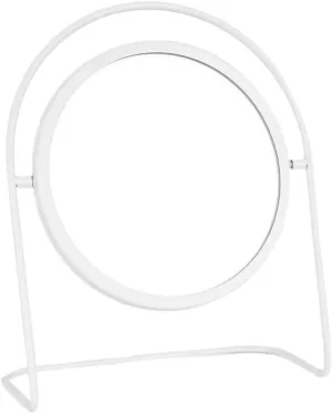 Cosmetic Mirror Desktop Standing Makeup Mirror Evening Dressing Table Desktop Beauty Mirror Home Bathroom Metal Dressing Mirror Make Up Mirrors (Color : Gold) (White)