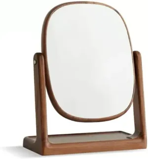 Cosmetic Mirror Solid Wood Makeup Mirror Desktop Rotating Makeup Mirror Bedroom Modern Minimalist Dressing Table Small Mirror Make Up Mirrors (Color : A, Size : Small) (B Small) (A Small)