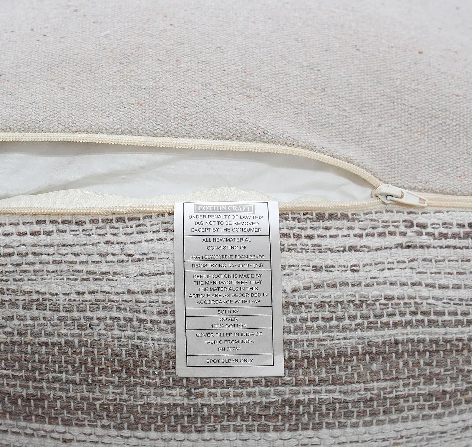 COTTON CRAFT Handwoven Stripe Dhurrie Pouf - Ottoman Foot Stool Bean Bag - Dorm Bedroom Home Décor - Accent Seating - Boho Modern Comfortable Prefilled Cotton Pouf Footrest - 16 inch Square - Grey
