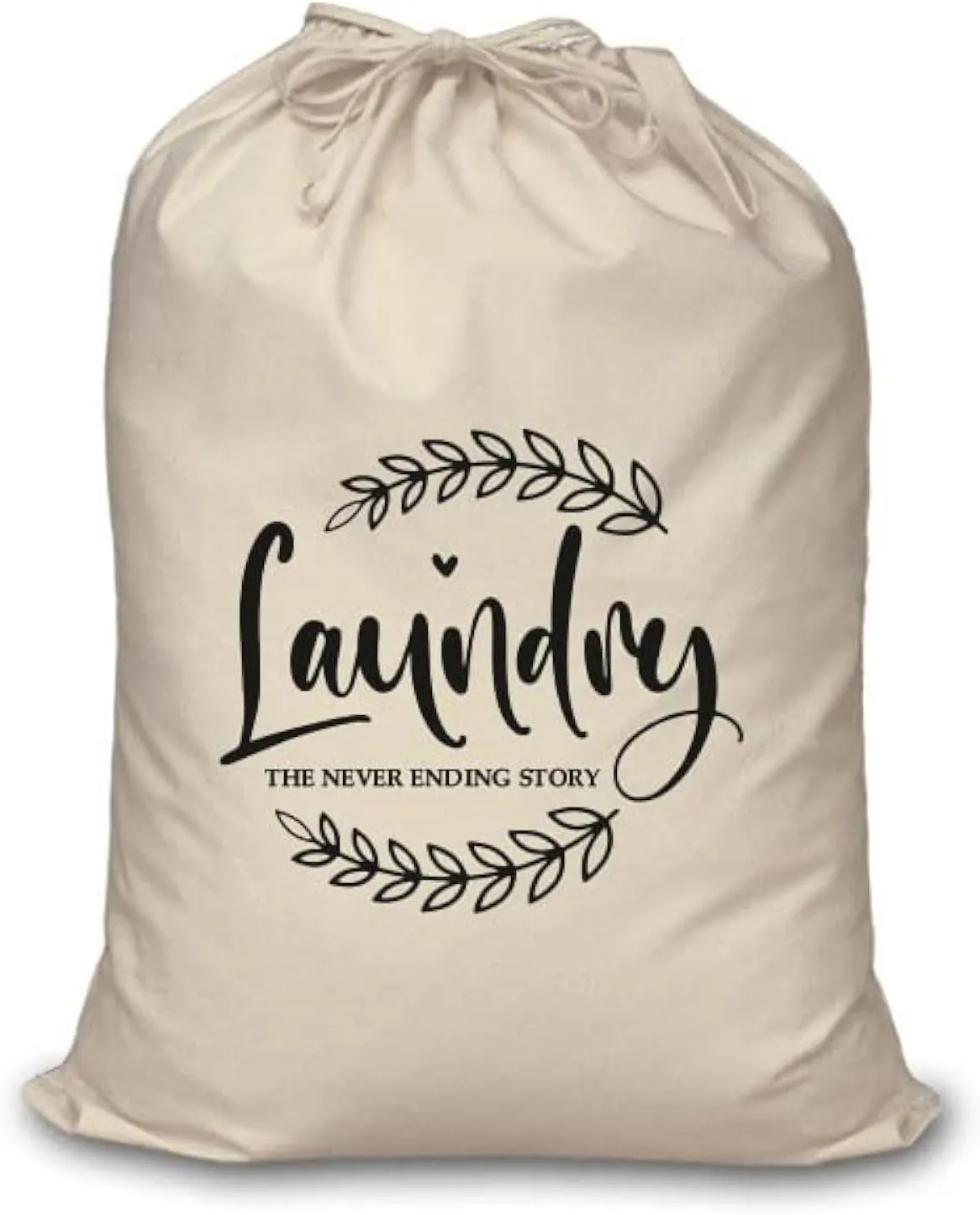 Cotton Laundry Bag for Clothes - Travel Organizer - Eco-Friendly 100% Pure Cotton Drawstring Bag - Large Size - Hanging Laundry Bag Foldable and Washable Never ending story (Pack Of 1)