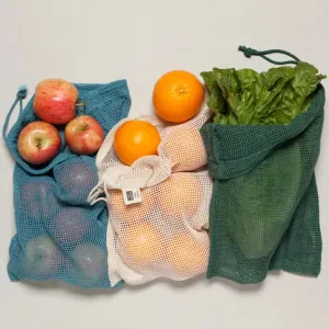 Cotton Mesh Produce Bag Set - Blues