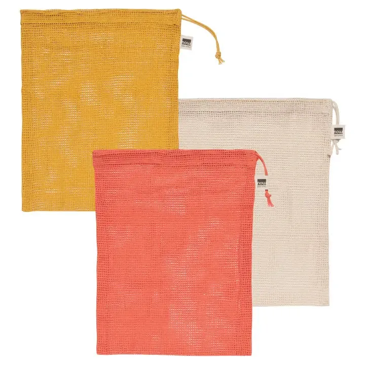 Cotton Mesh Produce Bag Set - Coral
