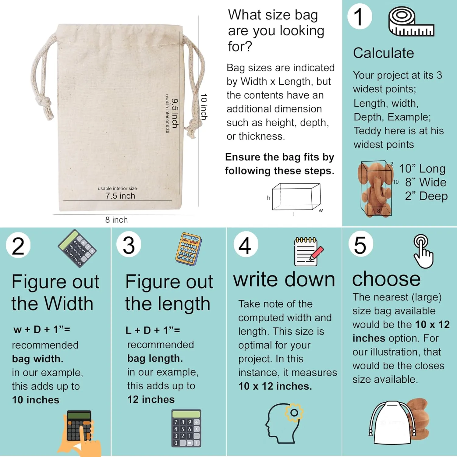 Cotton Muslin Bags, 100% Organic Cotton with Double Drawstring. Premium Quality Reusable Eco-Friendly Natural Muslin Bags. (25, 12 x 16 Inches)