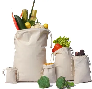 Cotton Muslin Bags, 100% Organic Cotton with Double Drawstring. Premium Quality Reusable Eco-Friendly Natural Muslin Bags. (25, 12 x 16 Inches)