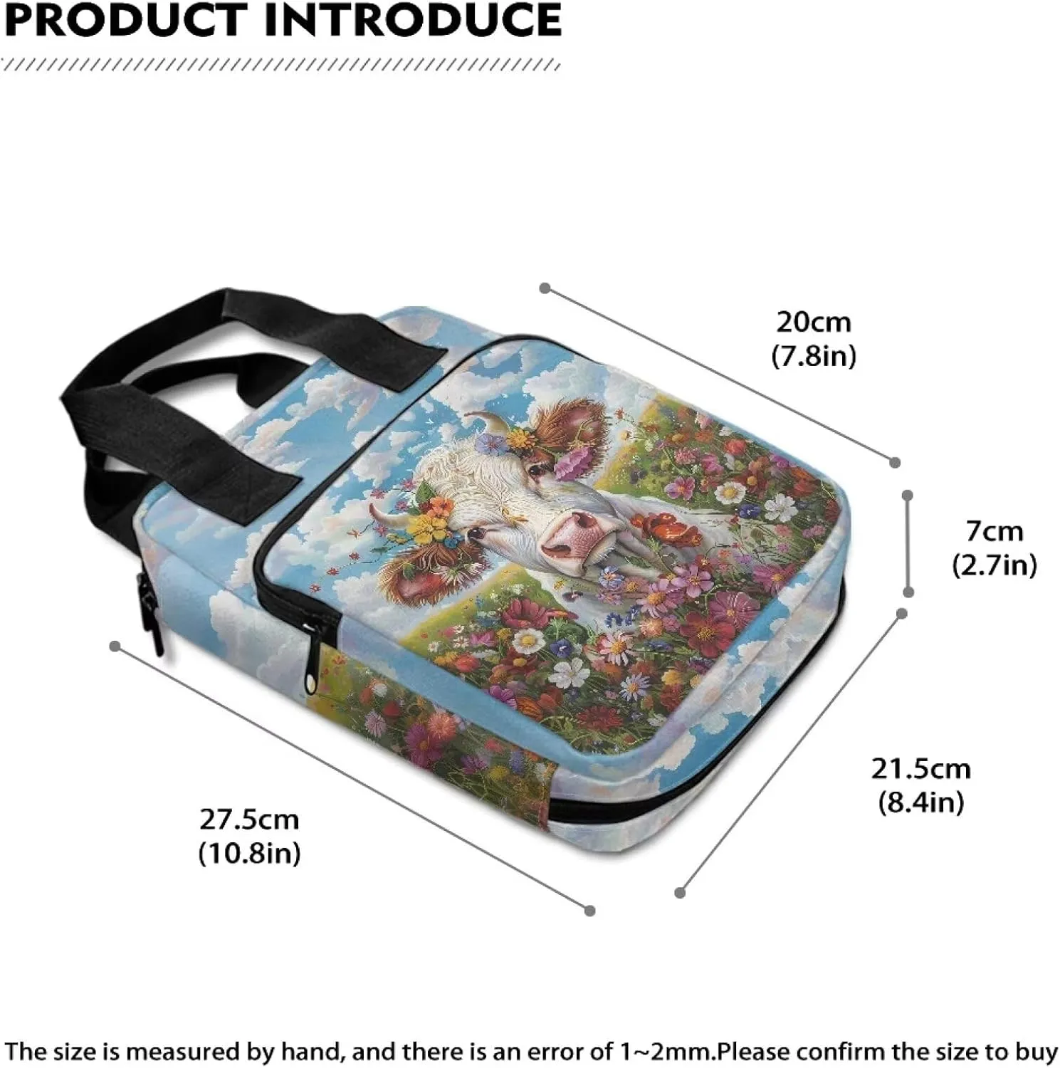 Cow Flower Sky Bible Cover Case for Women Men Waterproof Large Bible Case with Pen Slots Stylish Bible Accessories Supplies for Traveling, Picnic
