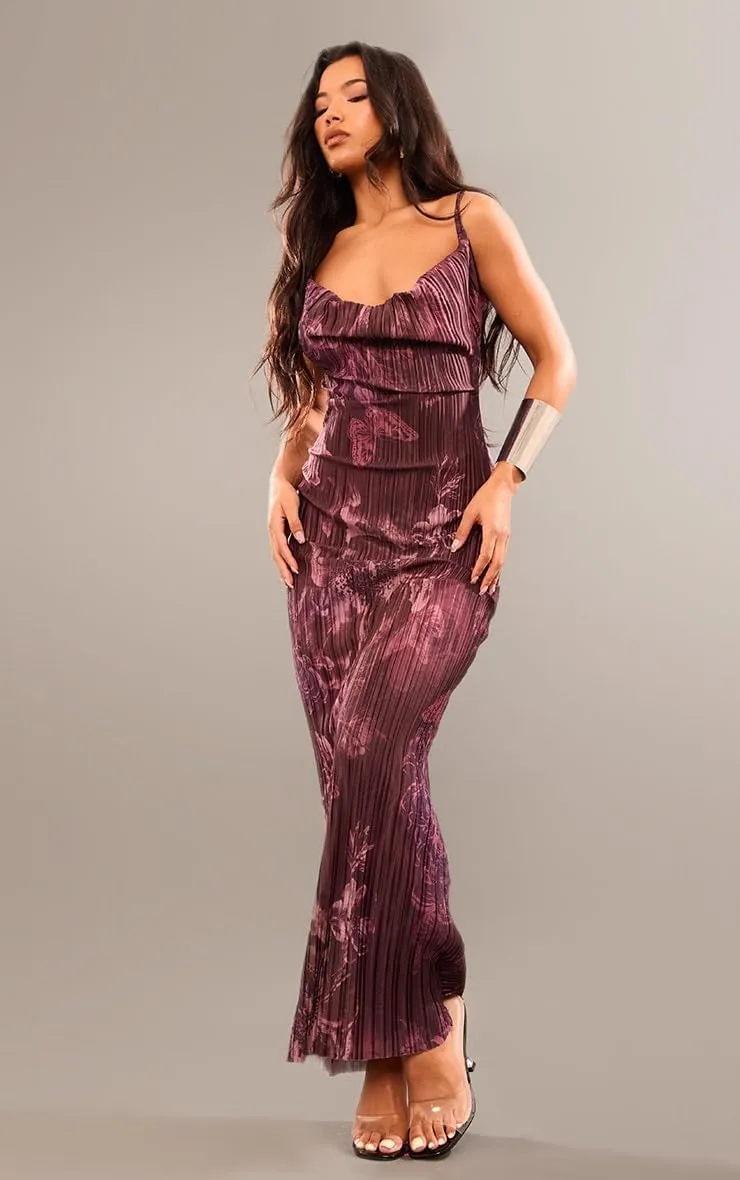 Cowl Neck Dress Sexy Strap Shoulder Pleated Maxi Dresses Summer Wedding Guest Dresses for Women