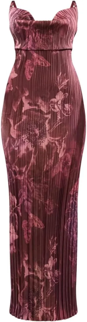 Cowl Neck Dress Sexy Strap Shoulder Pleated Maxi Dresses Summer Wedding Guest Dresses for Women